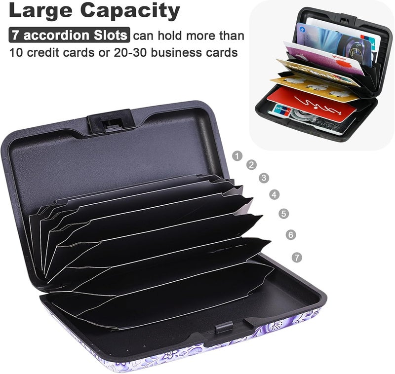 ELFISH Mini RFID Aluminum Wallet Credit Cards Holder Business Card Case Metal ID Case for Men Women (Camellia) - Image 5
